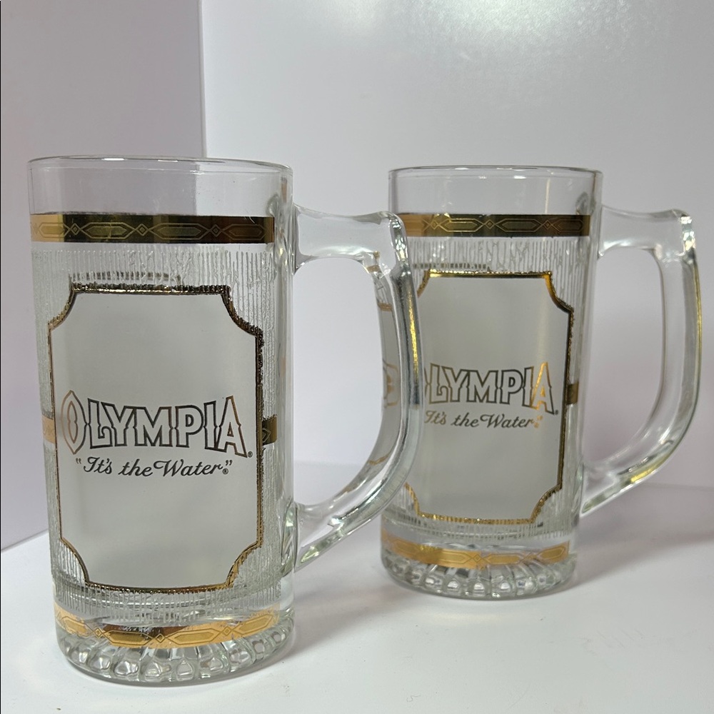 Vintage Culver Glass Olympia Beer Mugs